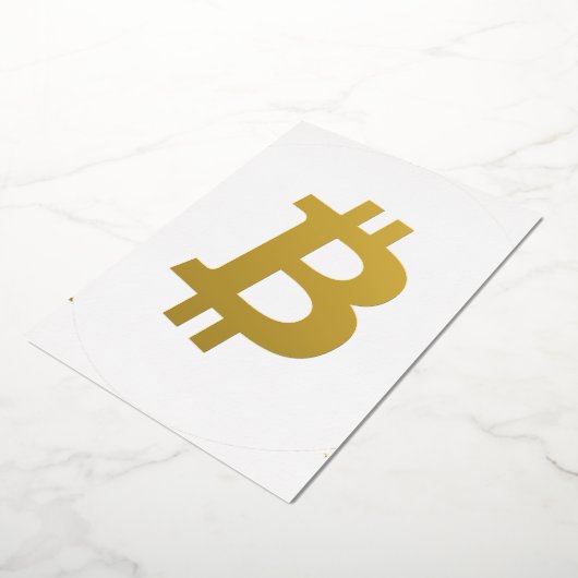Bitcoin Cryptocurrencyロゴ 箔招待状 (回転した状態)