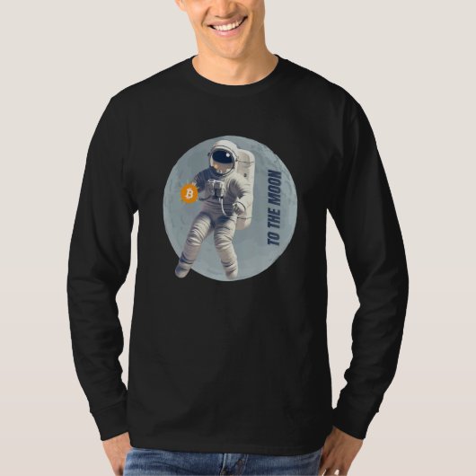 Bitcoin Cryptocurrency Astronaut To the Moon Tシャツ (正面)