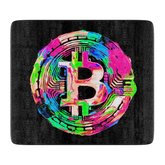 "Bitcoin Cypherpunk" 油絵 カッティングボード (正面)