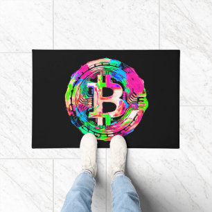 "Bitcoin Cypherpunk" 油絵 ドアマット