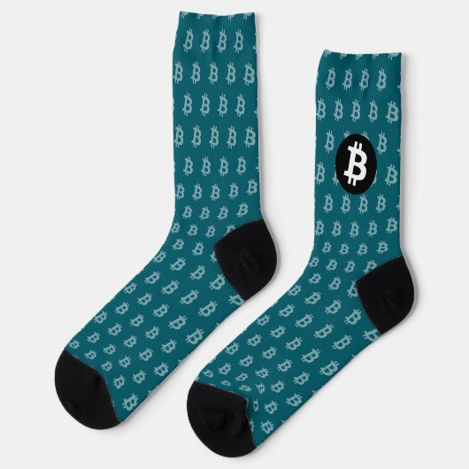 Bitcoin Dark Teal (Style 2) ソックス (左)