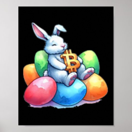 Bitcoin Easter Bunny Small Subtle Eggs Little Rest ポスター (正面)