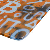 "Bitcoin Graffiti" (スタイル #1) ストリートアート カッティングボード (角)