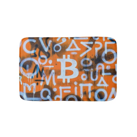 "Bitcoin Graffiti" (スタイル #1) ストリートアート バスマット (正面)