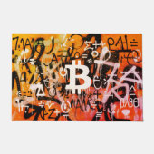 "Bitcoin Graffiti" (スタイル #3) ストリートアート ドアマット (正面)