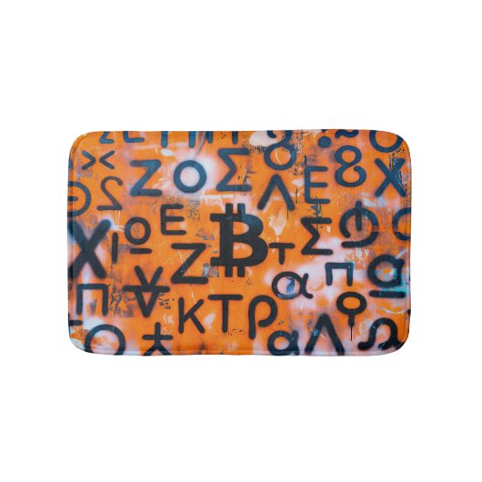 "Bitcoin Graffiti" (スタイル #5) ストリートアート バスマット (正面)