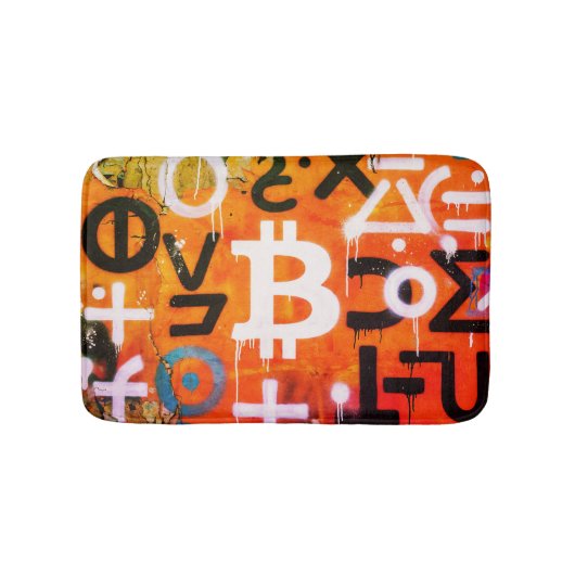 "Bitcoin Graffiti" (スタイル #6) ストリートアート バスマット (正面)
