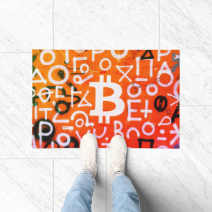 "Bitcoin Graffiti" (スタイル #7) ストリートアート ドアマット