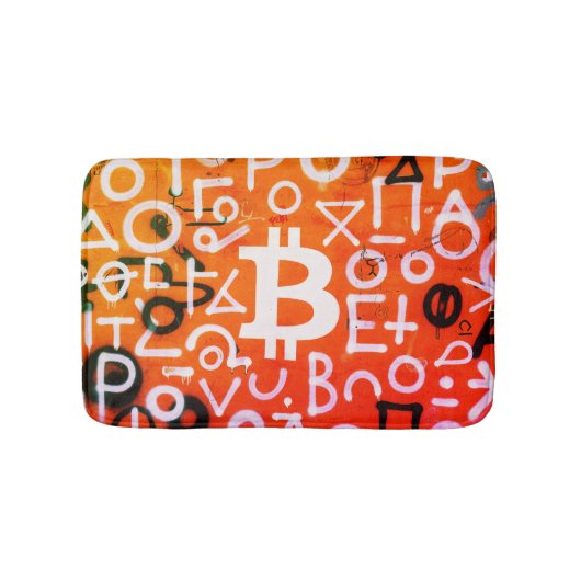 "Bitcoin Graffiti" (スタイル #7) ストリートアート バスマット (正面)