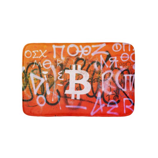 "Bitcoin Graffiti" (スタイル #9) ストリートアート バスマット (正面)