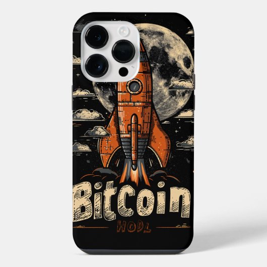 Bitcoin hodl and rocket to the moon design iPhoneケース (裏面)