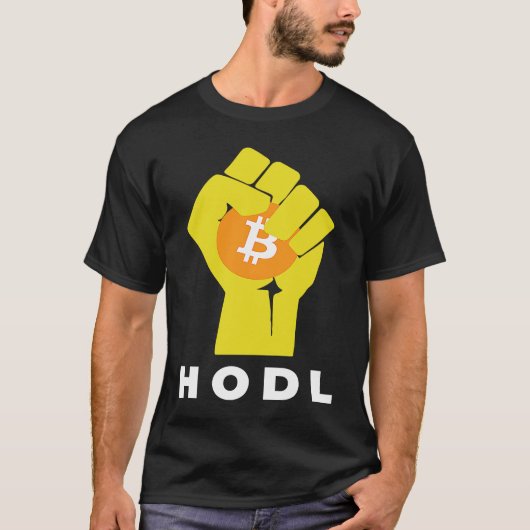 Bitcoin Hodl Hand The Bitcoin Raised Fist Hodl Tシャツ (正面)