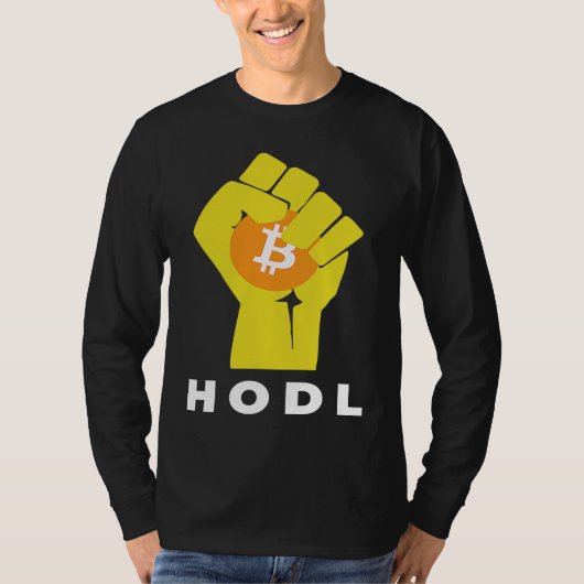 Bitcoin Hodl Hand The Bitcoin Raised Fist Hodl Tシャツ (正面)