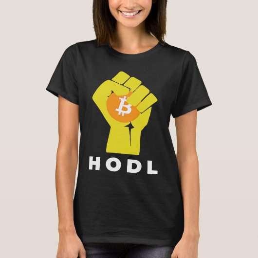 Bitcoin Hodl Hand The Bitcoin Raised Fist Hodl Tシャツ (正面)