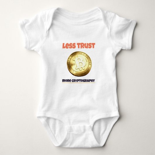 Bitcoin less trust Baby Strampler ベビーボディスーツ (正面)