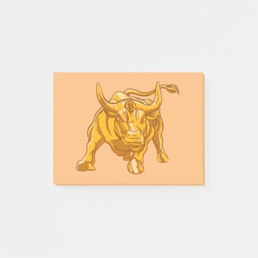 Bitcoin Logo Gold Bull ポストイット (正面)