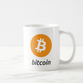 Bitcoin Logo mit Schrift コーヒーマグカップ