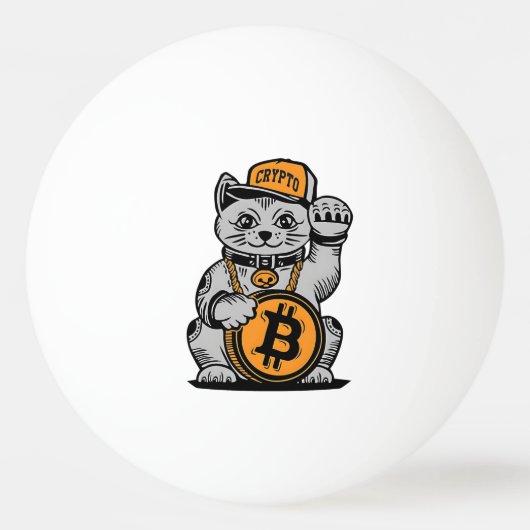 Bitcoin Lucky Cat - Crypto btc 卓球ボール (正面)