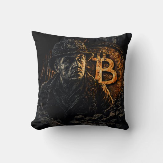 Bitcoin miner cryptocurrency mining design クッション (正面)