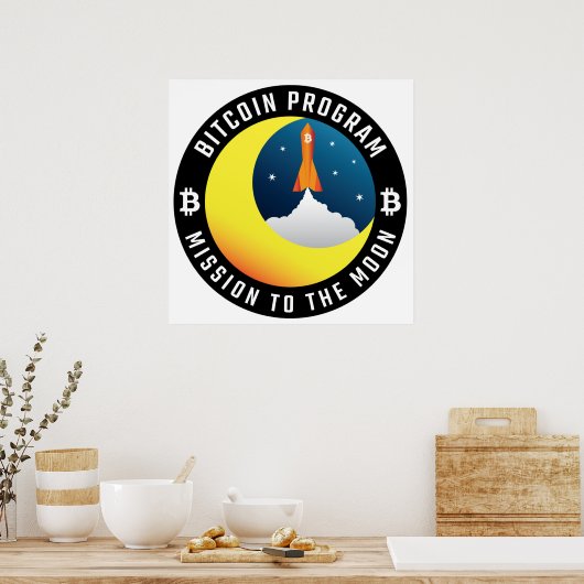 Bitcoin mission to the Moon color ポスター (キッチン)