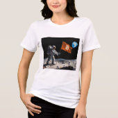 "Bitcoin Moon" 油絵 #1 トライブレンドＴシャツ (正面)