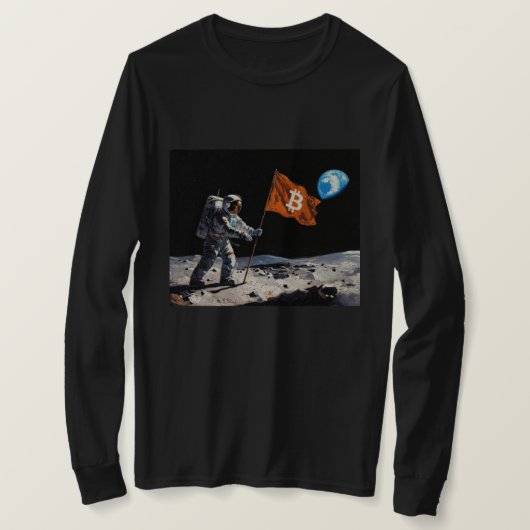 "Bitcoin Moon" 油絵 #1 Tシャツ (デザイン正面)