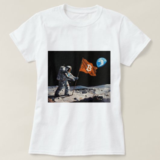 "Bitcoin Moon" 油絵 #1 Tシャツ (デザイン正面)