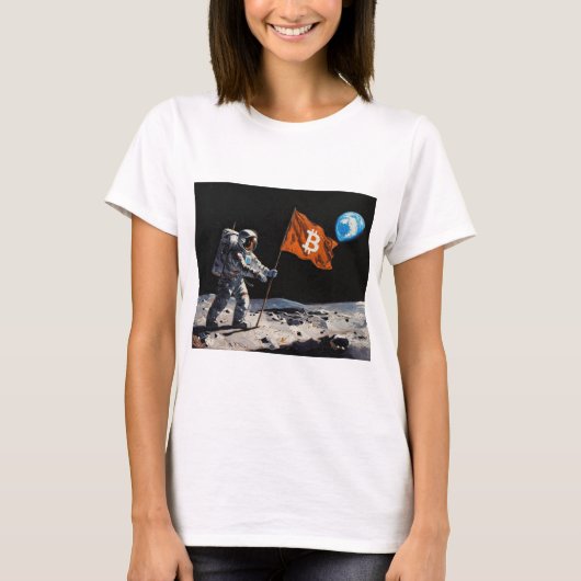 "Bitcoin Moon" 油絵 #1 Tシャツ (正面)