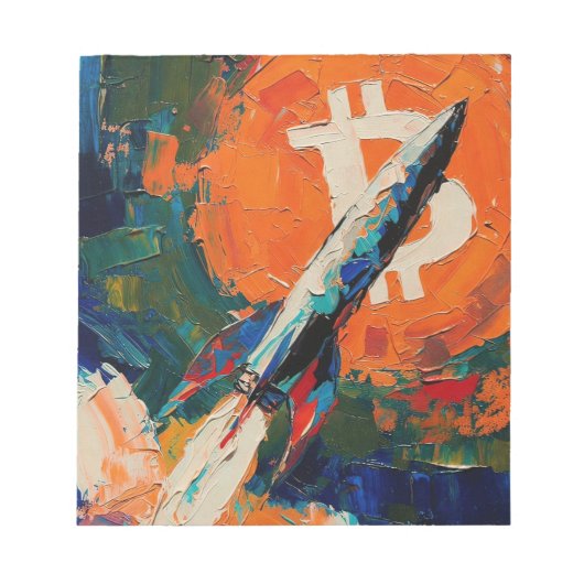 "Bitcoin Moon" 油絵 #3 ノートパッド (正面)