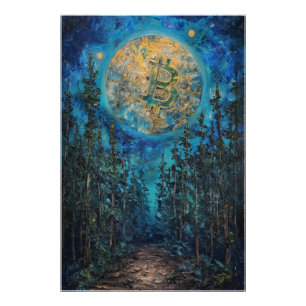 Bitcoin Moon BTCアートオイル塗装 フォトプリント