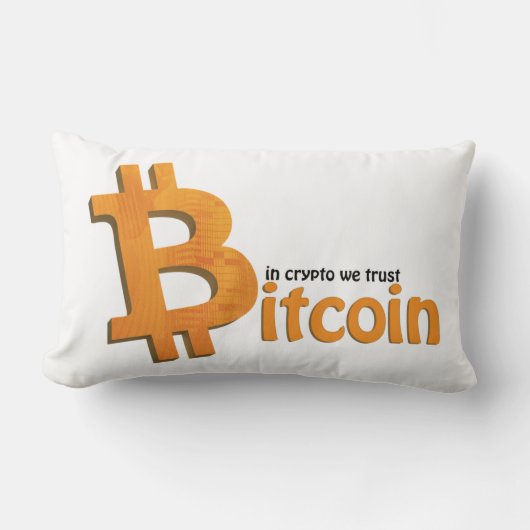 Bitcoin pillow - in crypto we trust ランバークッション (正面)
