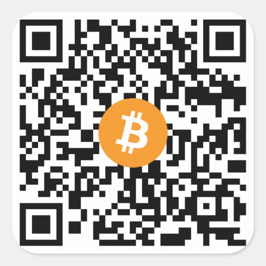 Bitcoin QRコード大ステッカー(6枚) スクエアシール (正面)