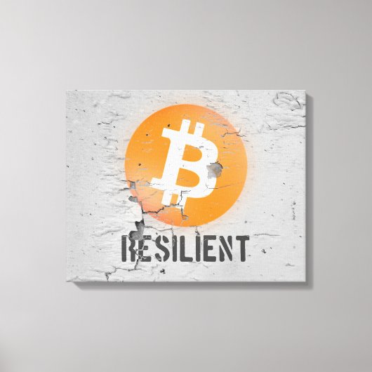 Bitcoin Resilient Art （ひび割れた壁HD上） キャンバスプリント (正面)
