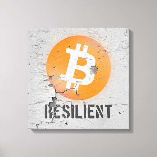 Bitcoin Resilient Art （ひび割れた壁HD上） キャンバスプリント (正面)