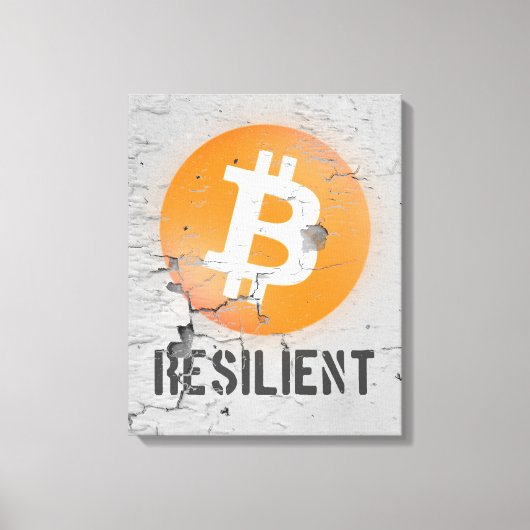 Bitcoin Resilient Art （ひび割れた壁HD上） キャンバスプリント (正面)