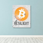 Bitcoin Resilient Art （ひび割れた壁HD上） キャンバスプリント (インサイチュ (ウッドフロア))