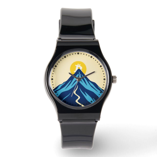 Bitcoin Rising (Style: Bright) 腕時計 (正面)