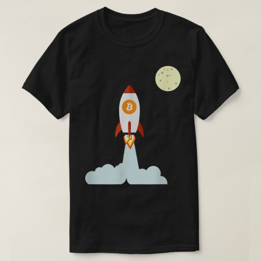 Bitcoin Rocket To The Moon Design Tシャツ (デザイン正面)