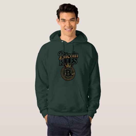 Bitcoin Rules Crowned King Crypto Hoodie パーカ (正面フル)