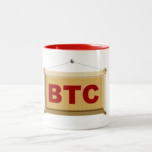 bitcoin schild holz ツートーンマグカップ (中央)