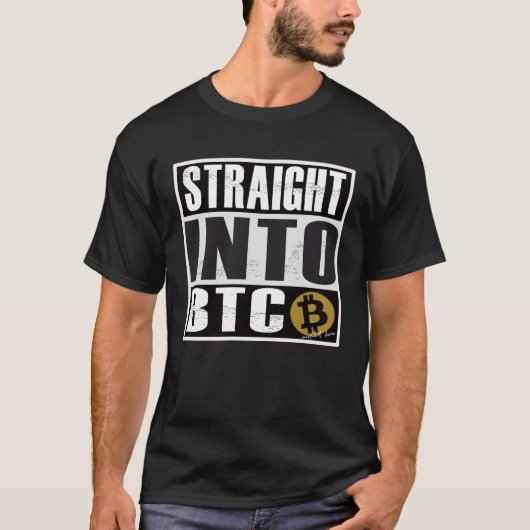 Bitcoin Straight Outta into BTC Blockchain Tシャツ (正面)
