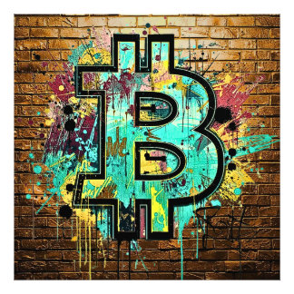 Bitcoin Street Art Poster – Colorful Graffiti Desi フォトプリント