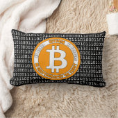 Bitcoin Style Pillow with binary code - M1 ランバークッション (ブランケット)