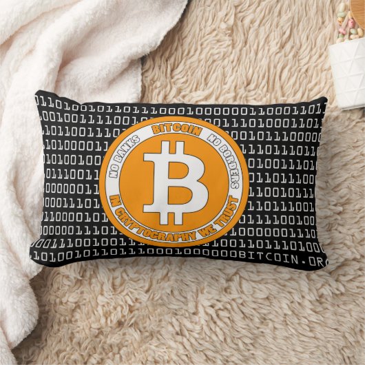 Bitcoin Style Pillow with binary code - M1 ランバークッション (ブランケット)