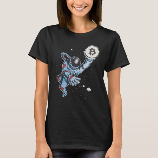 Bitcoin to the moon Astronaut Tシャツ (正面)