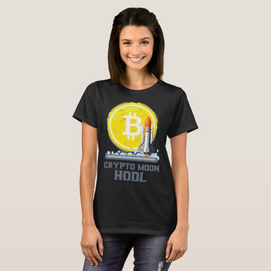Bitcoin To The Moon Crypto Currency Hodl Tシャツ (正面フル)