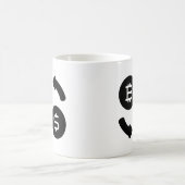 Bitcoin to USドルのアイコン白黒 コーヒーマグカップ (中央)