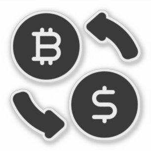 Bitcoin to USドルのアイコン白黒 シール
