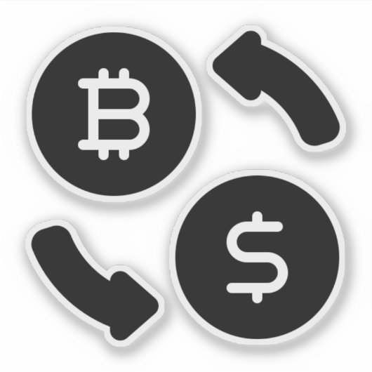 Bitcoin to USドルのアイコン白黒 シール (正面)