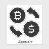 Bitcoin to USドルのアイコン白黒 シール (シート)